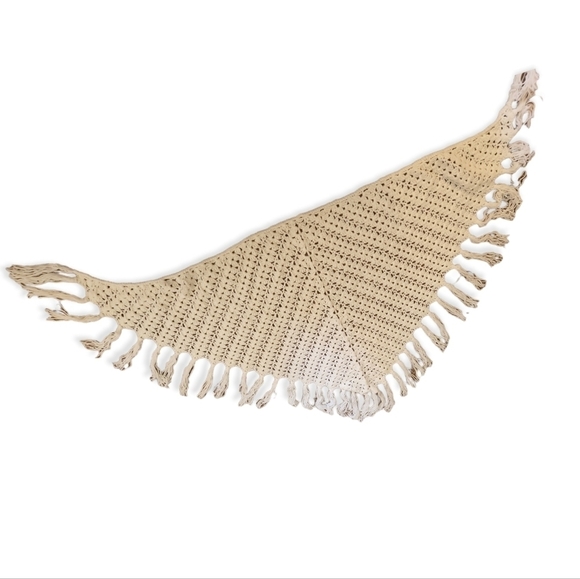 Hand Crocheted Shawl with Fringe Detail - Picture 4 of 4